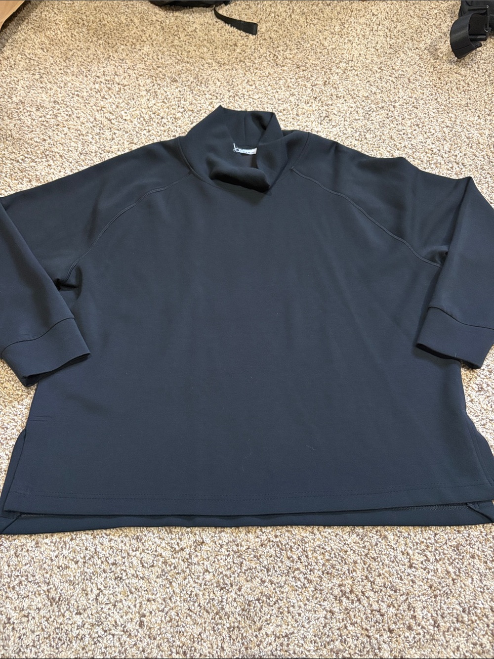 Women's Black Mock Neck Relaxed Sweatshirt